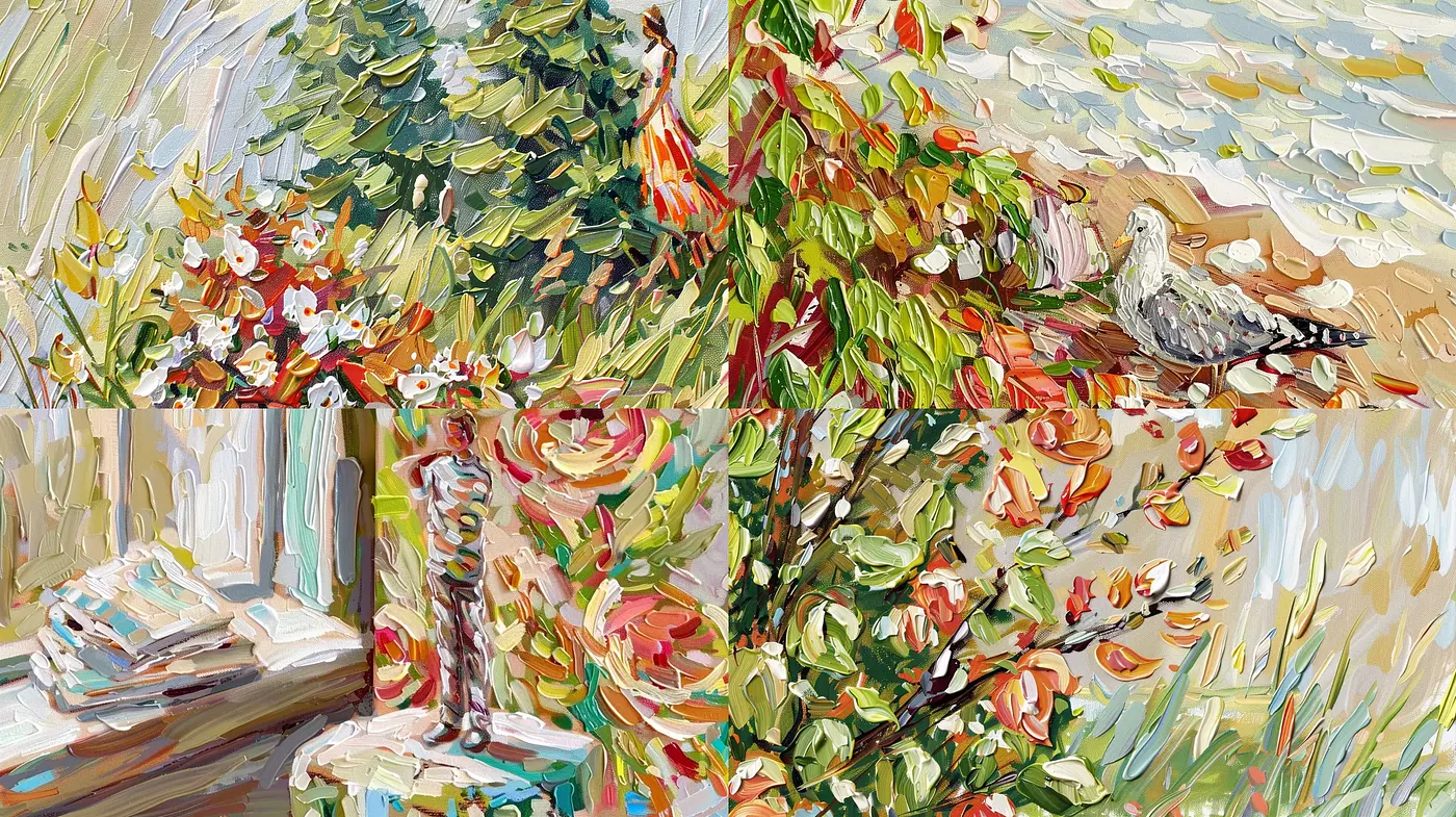 Impressionist Reverie in Vivid Strokes: A Synthesis of Brushwork and Luminance - Midjourney sref style