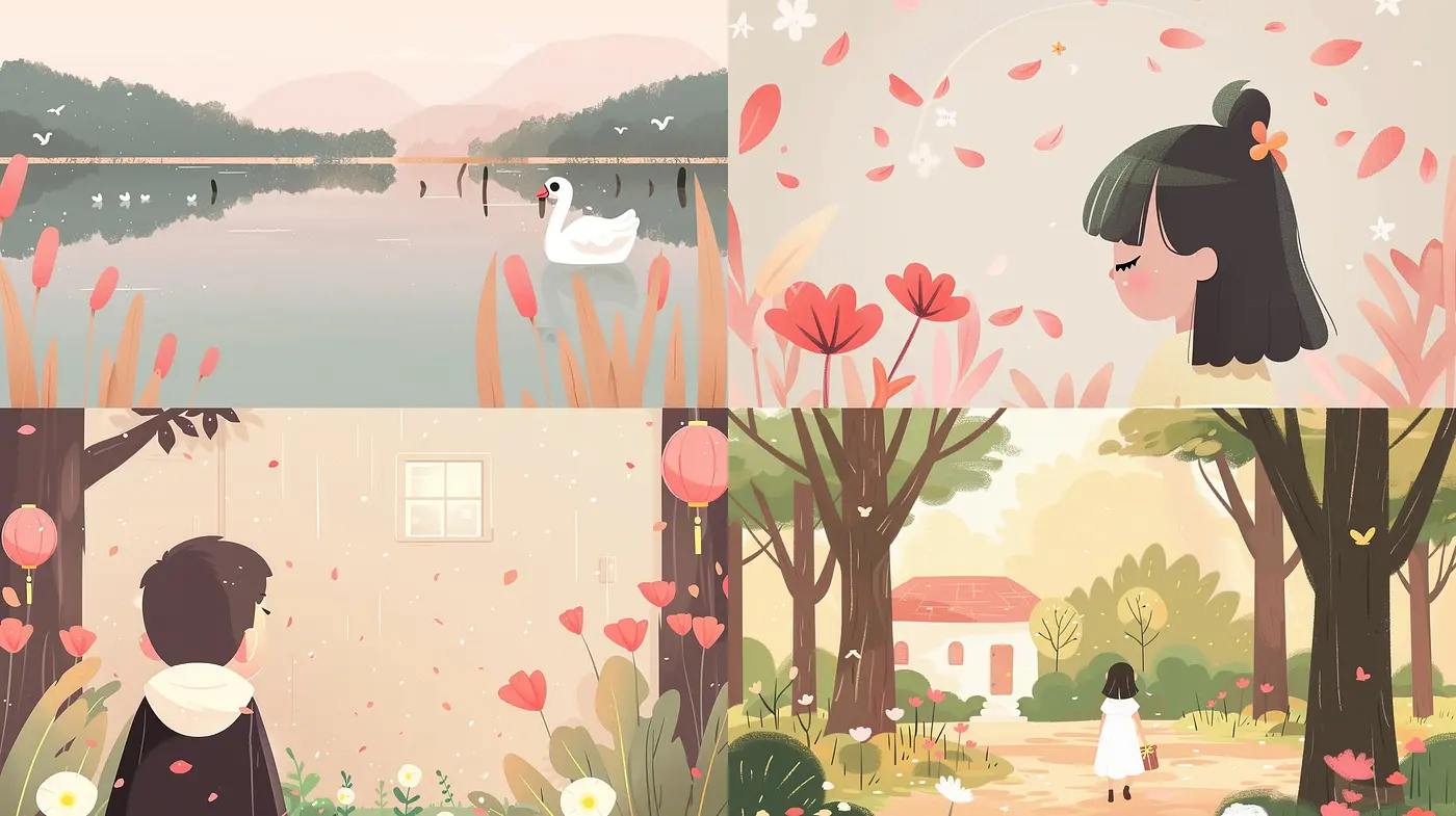Consistent Pastel Dreamscape in Modern Illustrated Storytelling - Midjourney sref style