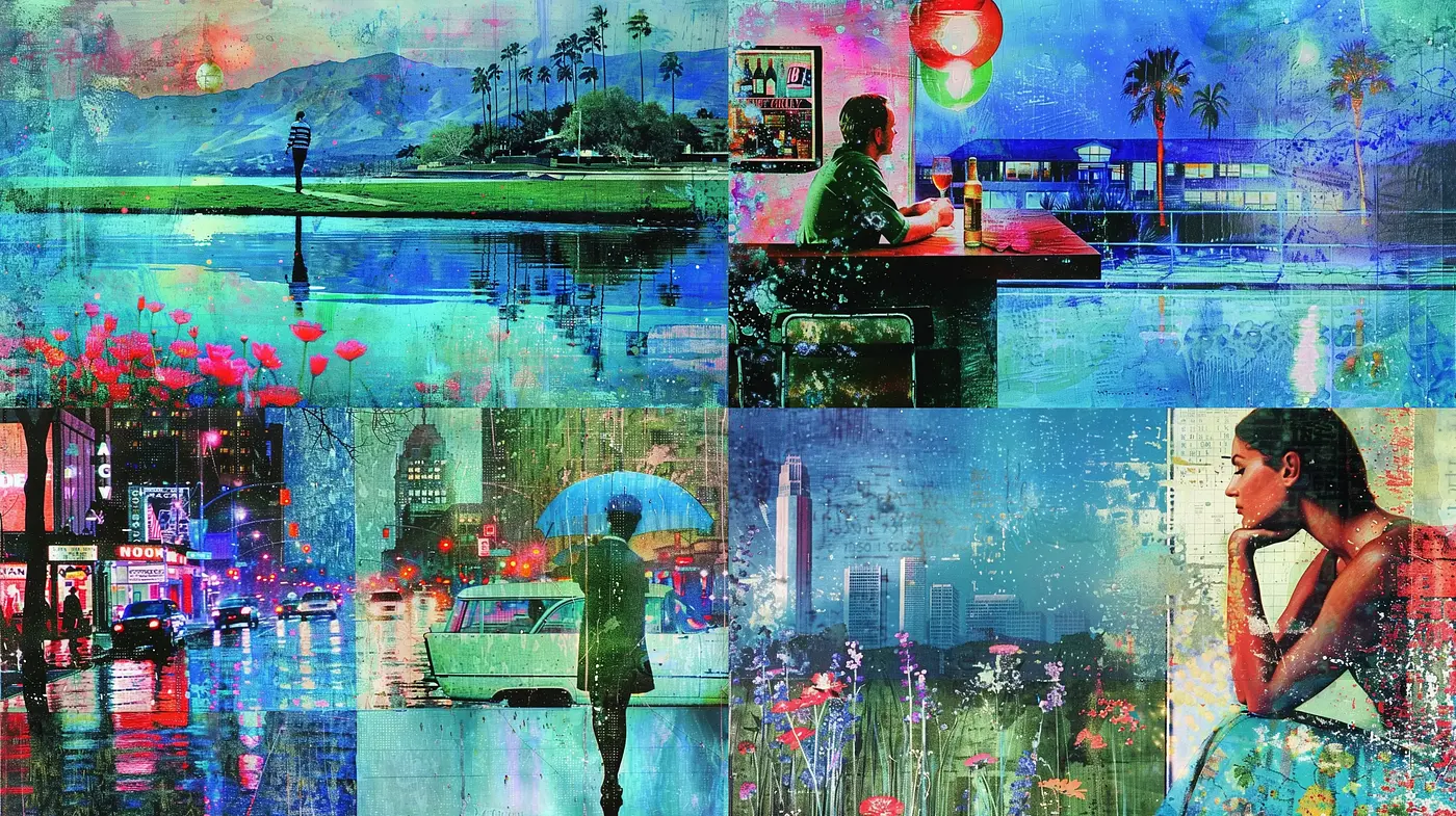 Eclectic Neon Dreamscape: A Fusion of Cyberpunk and Impressionism - Midjourney sref style