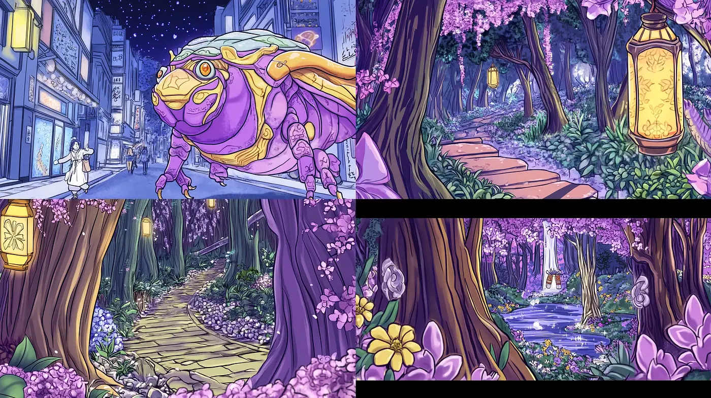 Enchanted Twilight Fantasy with Ethereal Purple Hues - Midjourney sref style
