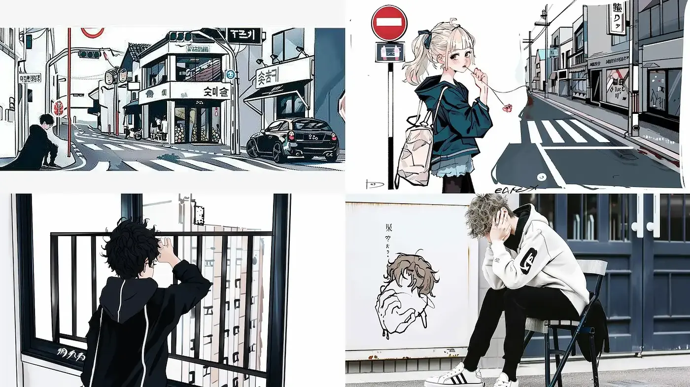 Contemporary Urban Manga Aesthetic with Emotional Undertones - Midjourney sref style