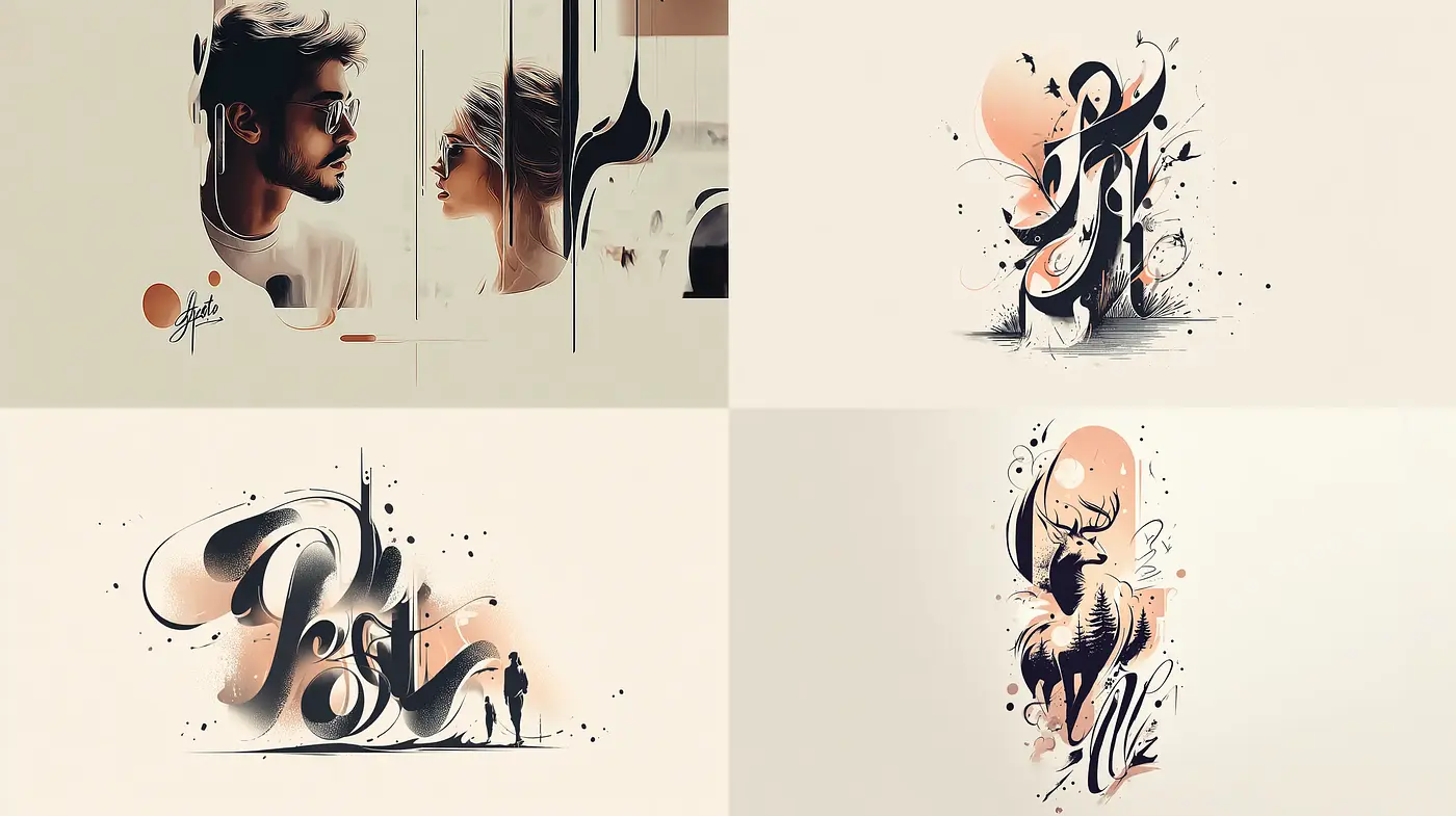 Contemporary Minimalism with a Playful Typography Approach - Midjourney sref style