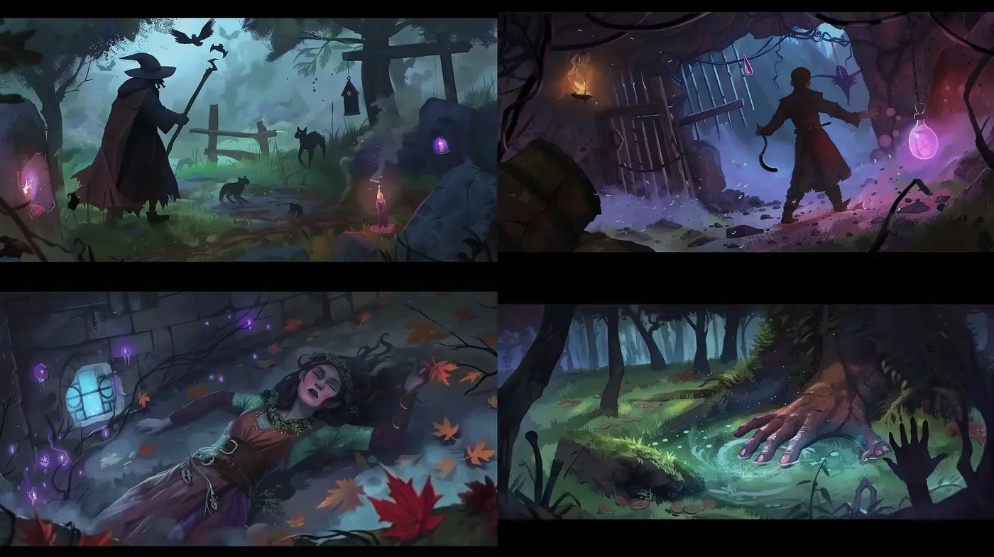 Enigmatic Twilight Hues of a Mystical Forest Series - Midjourney sref style