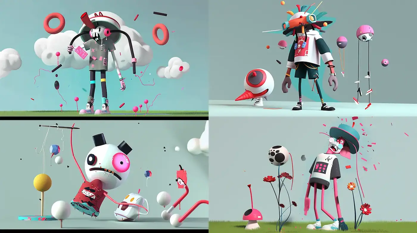 Playful and Whimsical Character Design with Bold Colors - Midjourney sref style