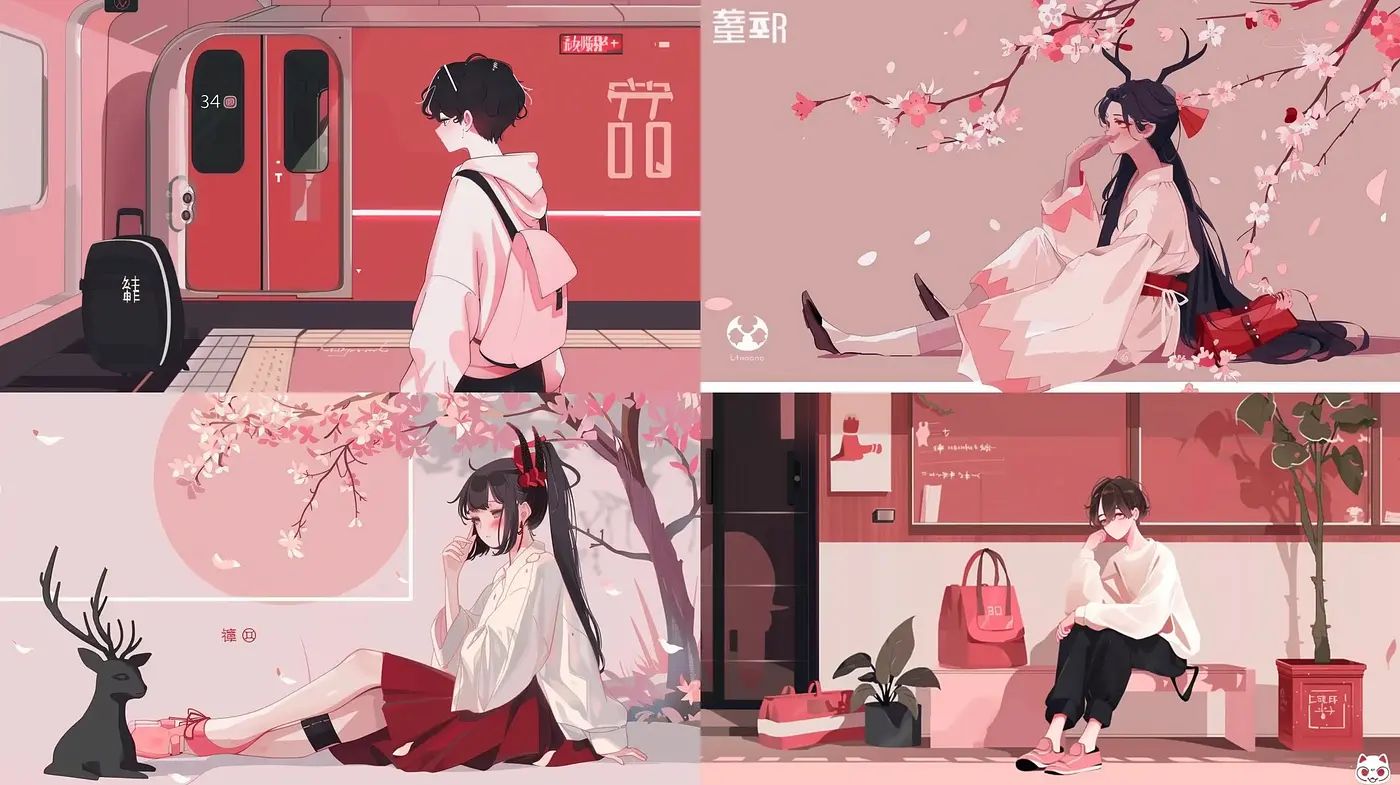 Serene Sakura-Inspired Anime Vignettes - Midjourney sref style