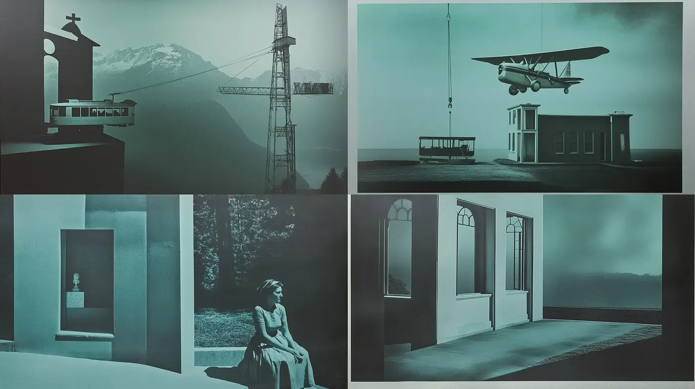Ethereal Twilight - A Study in Monochromatic Serenity and Vintage Architectural Harmony - Midjourney sref style