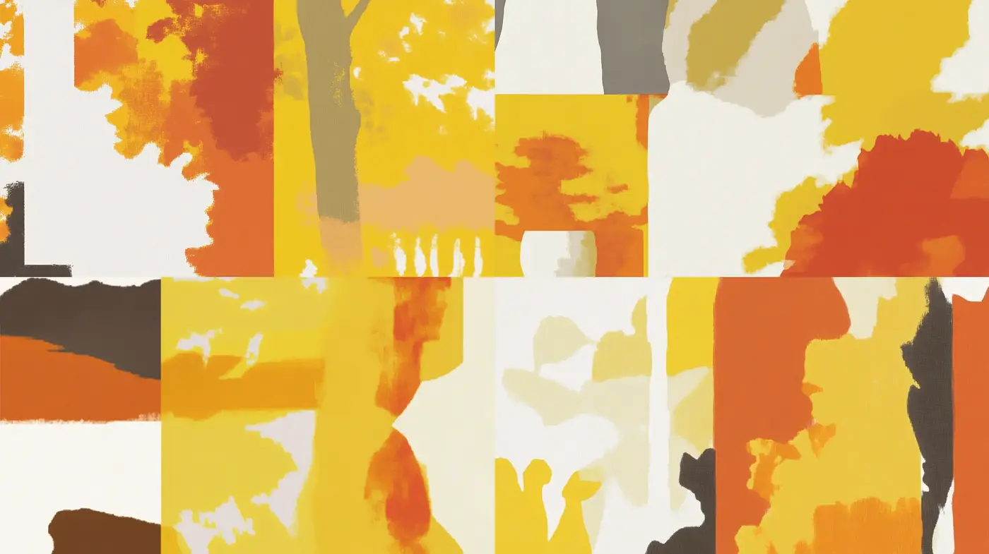 Abstract Autumn Tapestry of Bold Brush Strokes and Warm Hues - Midjourney sref style