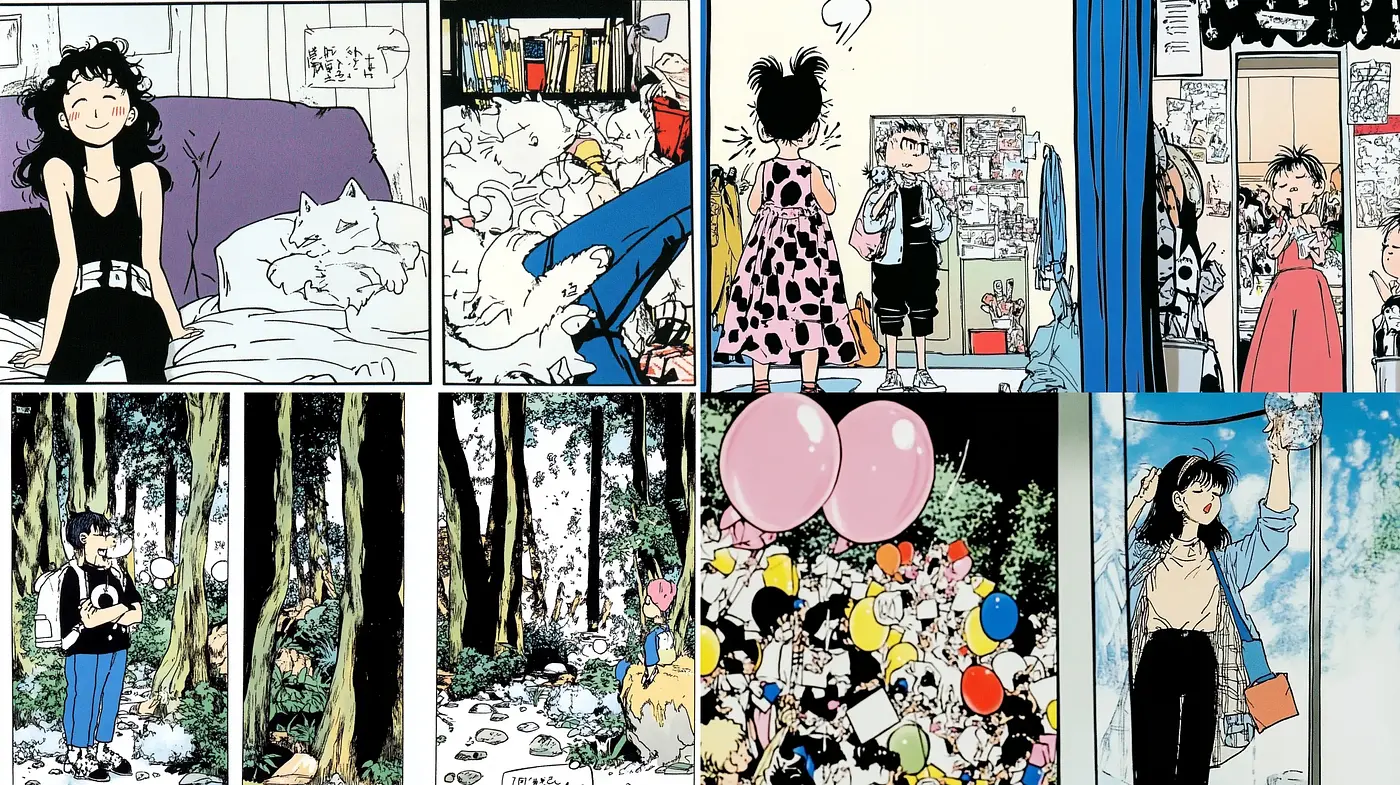 Whimsical Comic Strip Essence with a Contemporary Touch - Midjourney sref style