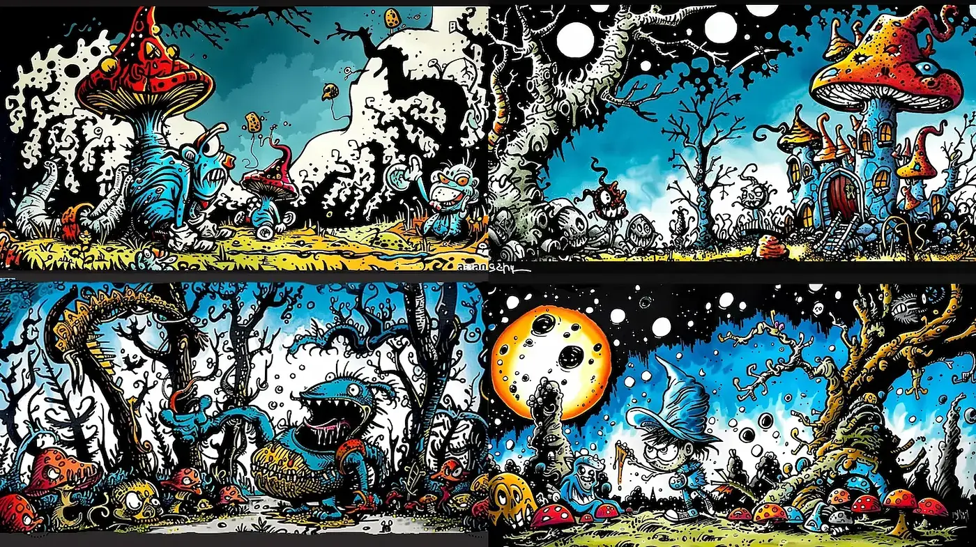 Surreal and Whimsical Fantasy Landscape Art - Midjourney sref style