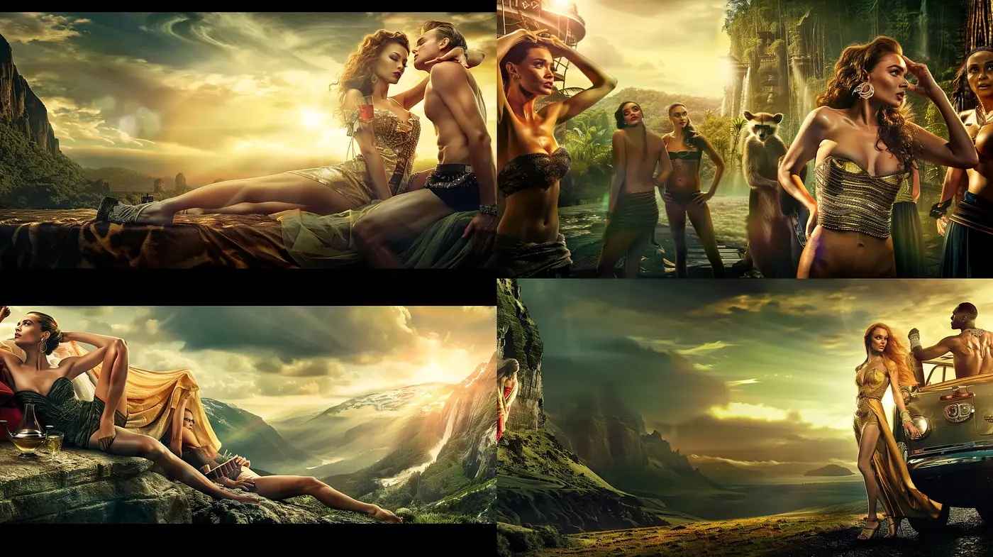 Ethereal Dawn: A Synthesis of Majestic Landscapes and Golden Hour Radiance - Midjourney sref style