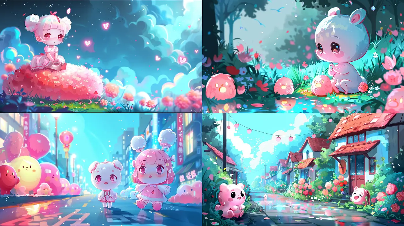 Luminous Dreamscape: A Melding of Vibrant Saturated Hues with Ethereal Anime Overtones - Midjourney sref style