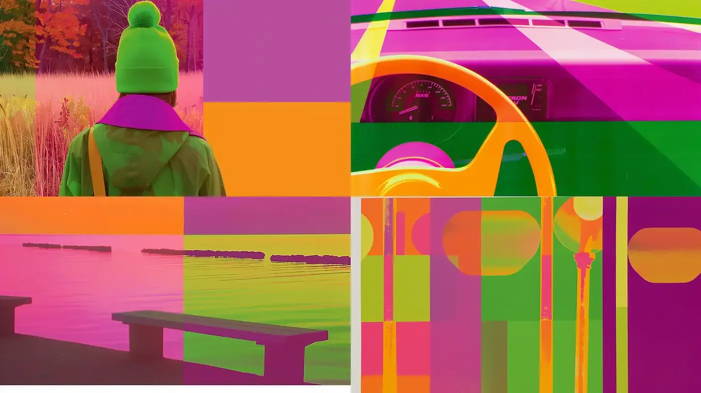 Vibrant, Geometric Composition with a Retro Touch - Midjourney sref style