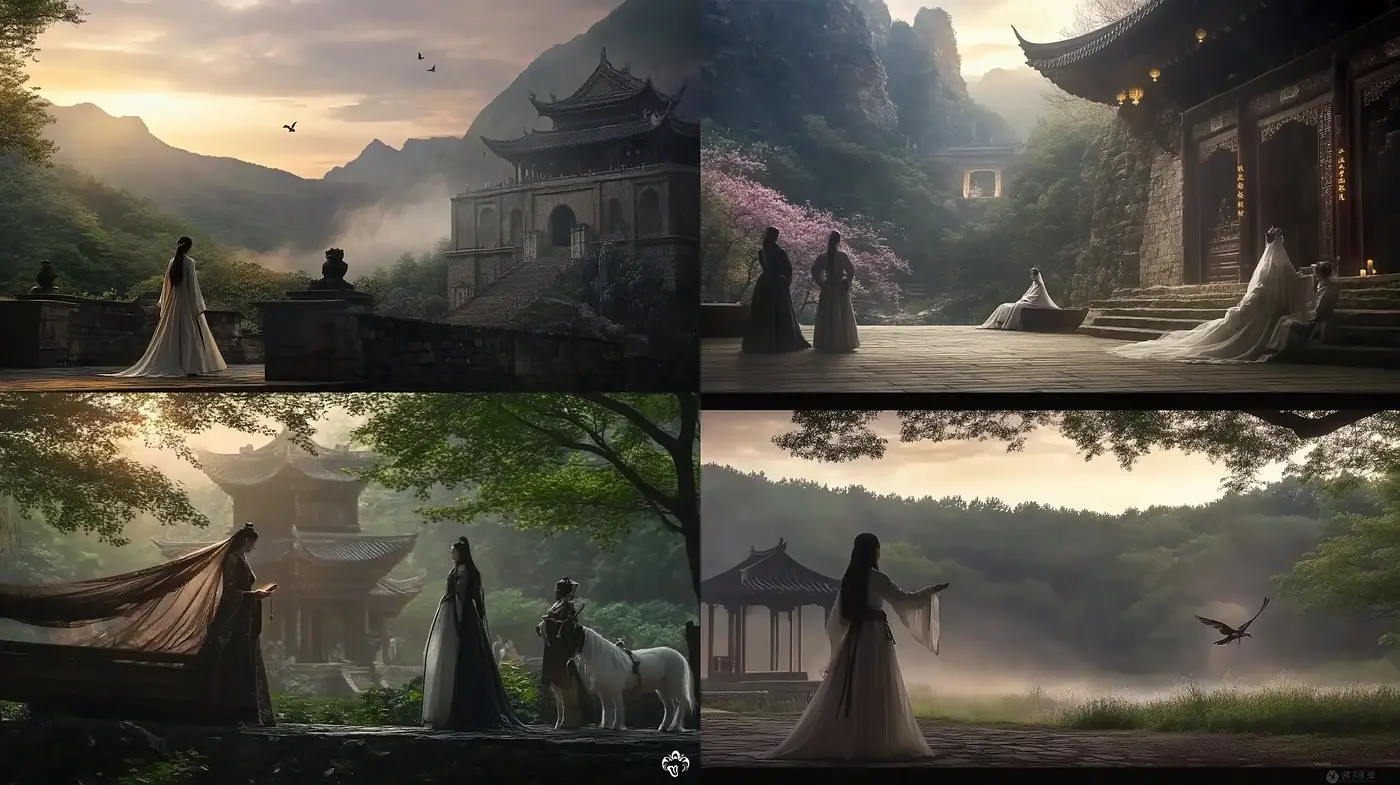 Ephemeral Twilight: A Fusion of Traditional Eastern Motifs and Cinematic Ethereality - Midjourney sref style