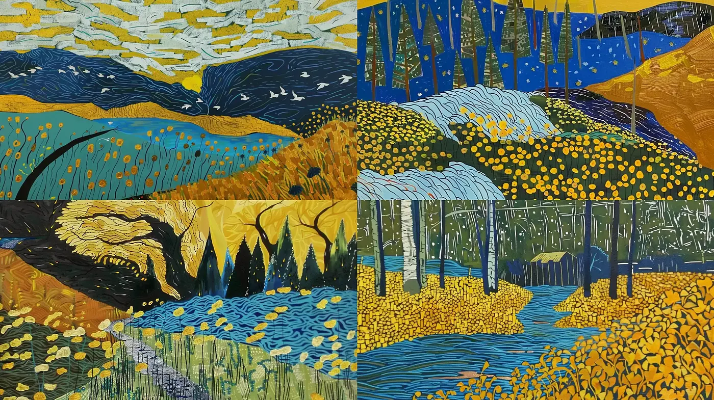 Vibrant Post-Impressionist Panoramas with Dynamic Textures - Midjourney sref style