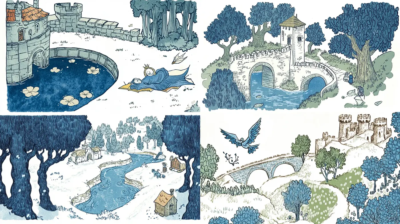 Enchanted Inkscapes of Idyllic Tranquility - Midjourney sref style