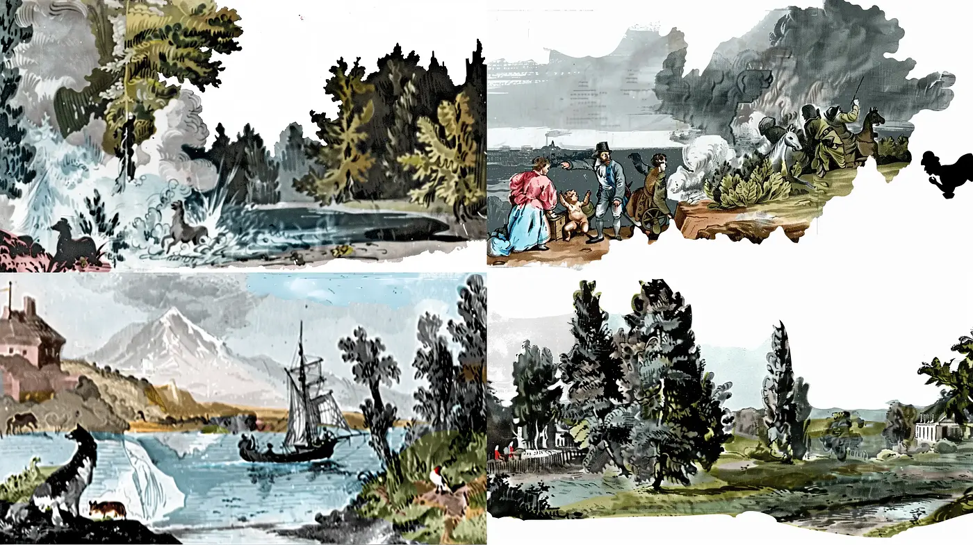 Romantic Era-Inspired Pastoral Scenes with Vivid Yet Subdued Hues - Midjourney sref style