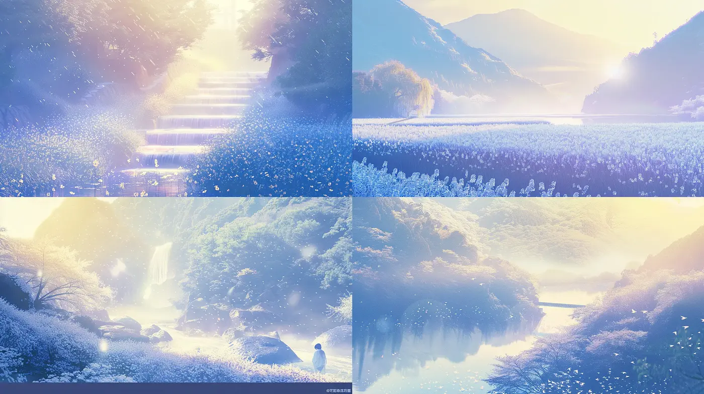 Ethereal Pastel Dreamscapes with a Touch of Anime Nostalgia - Midjourney sref style