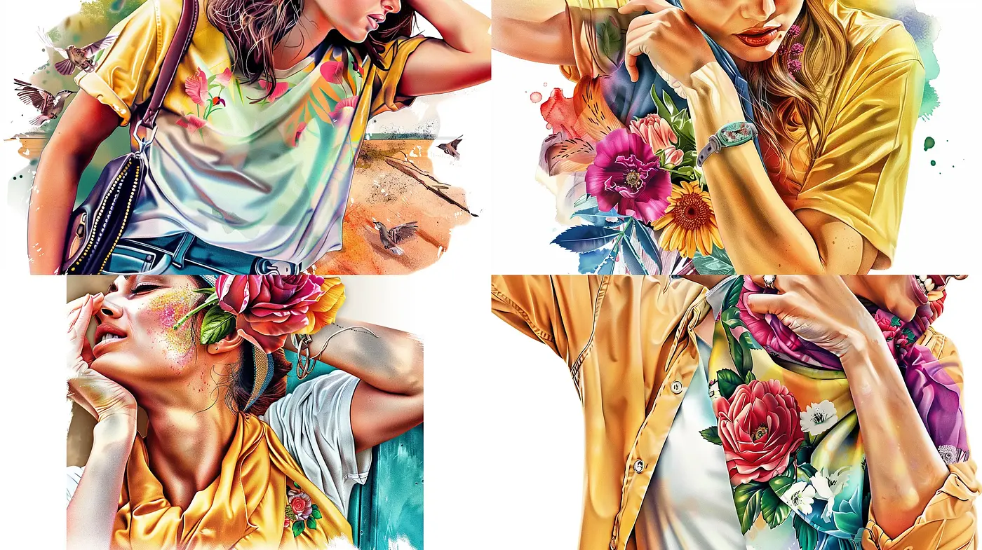 Vibrant Floral Realism with Watercolor Techniques - Midjourney sref style