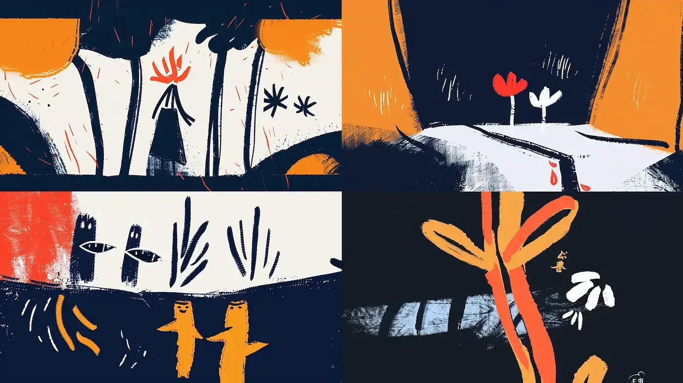 Whimsical Illustrative Style with Bold Colors and Playful Forms - Midjourney sref style