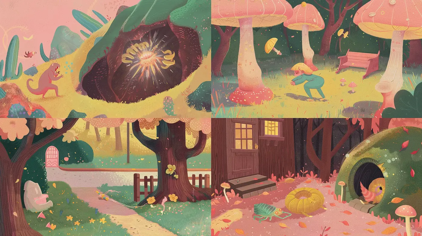 Enchanted Autumn Twilight: A Whimsical Journey in Sepia Tones - Midjourney sref style