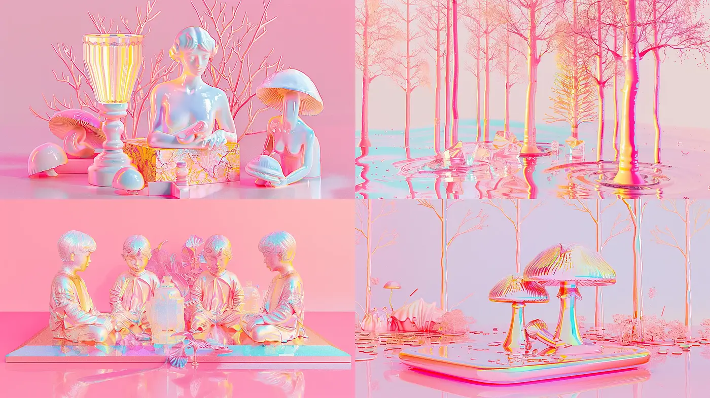 Dreamy Dichromatic Reflections and Metallic Sheen - Midjourney sref style
