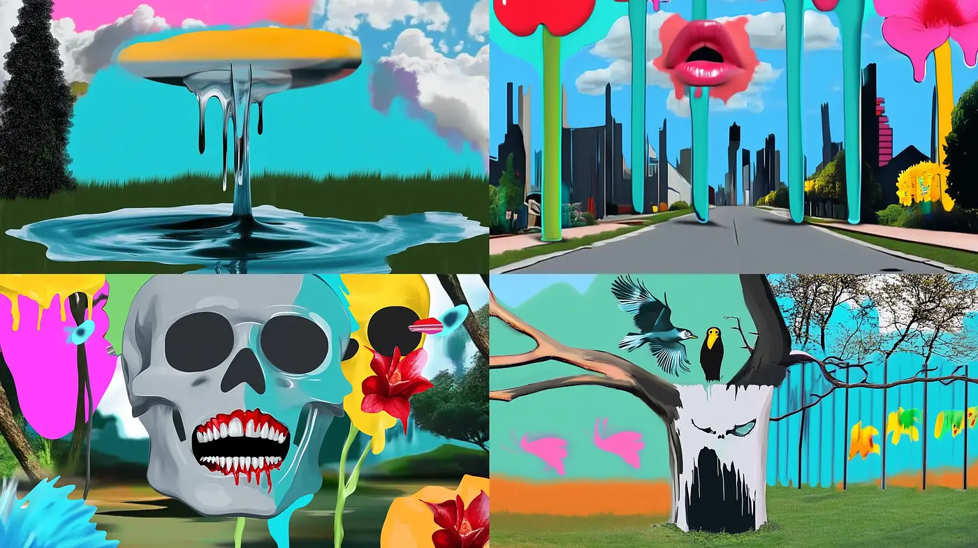 Surrealist Synthesis with a Pop-Art Inflection - Midjourney sref style