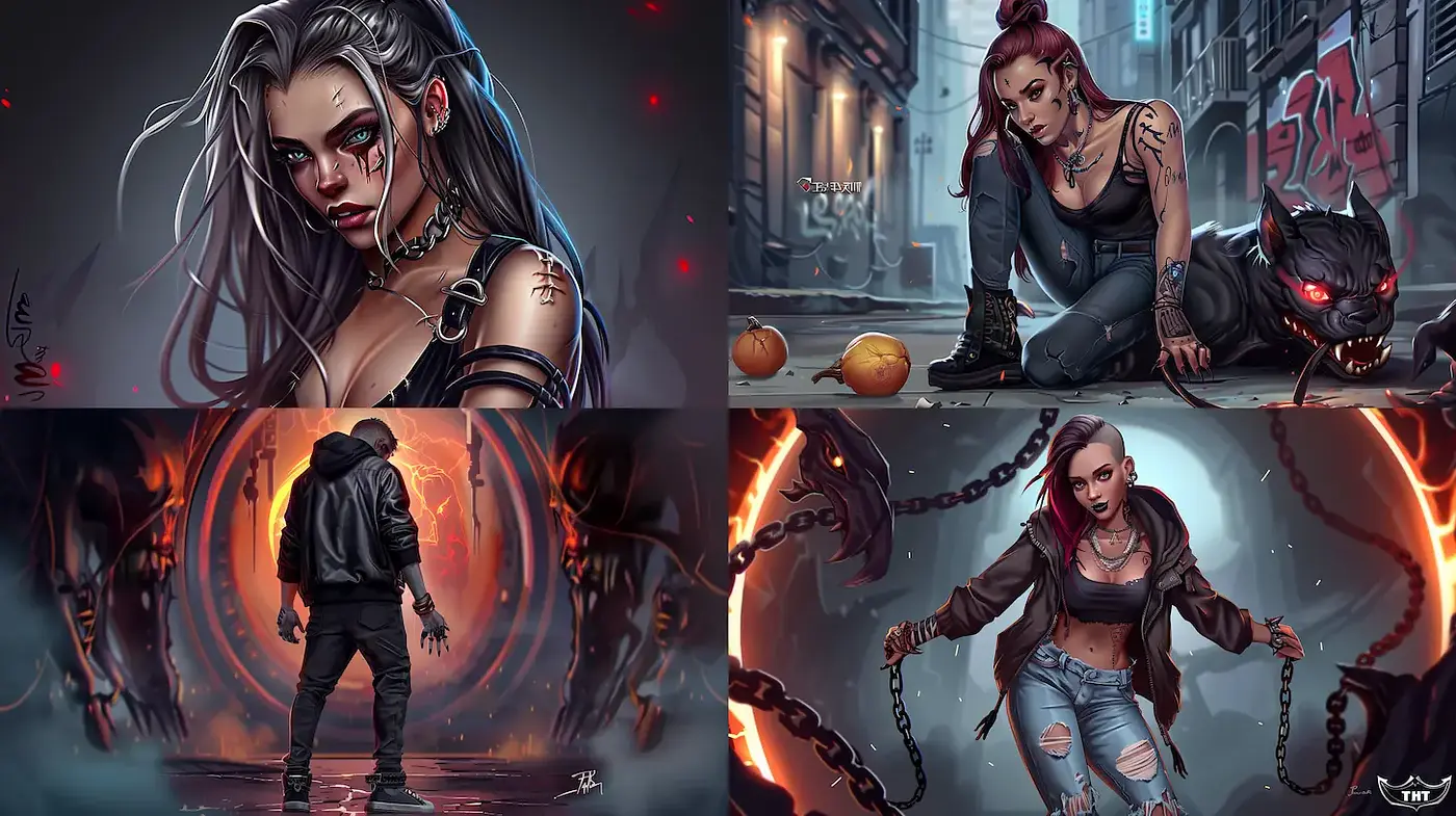Dark Urban Fantasy with a Touch of Edginess and Grit - Midjourney sref style