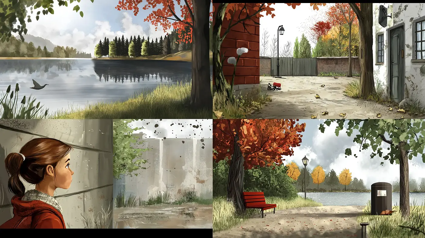 Autumnal Serenity in Digital Brushstrokes - Midjourney sref style