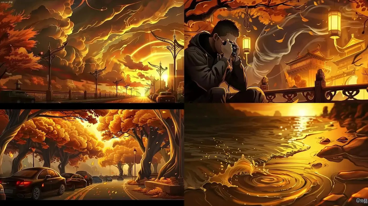 Ethereal Autumn Landscapes with a Golden Glow - Midjourney sref style