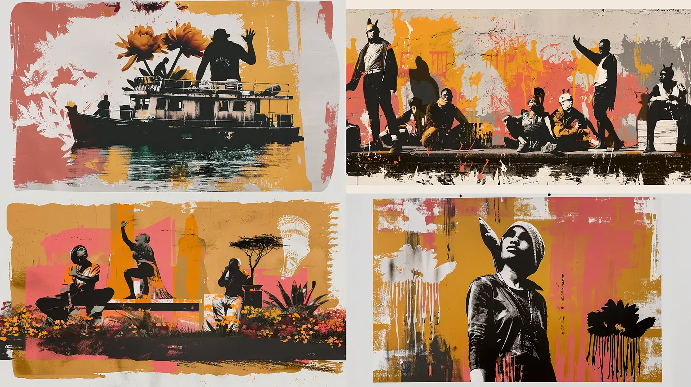 Textured Hues of Sunset: A Fusion of Graphic Novel and Expressionist Movements - Midjourney sref style