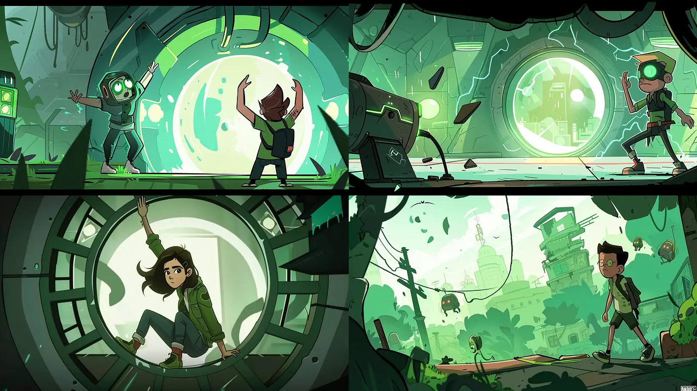 Consistent Elements in Diverse Imaginative Comic-Style Illustrations - Midjourney sref style