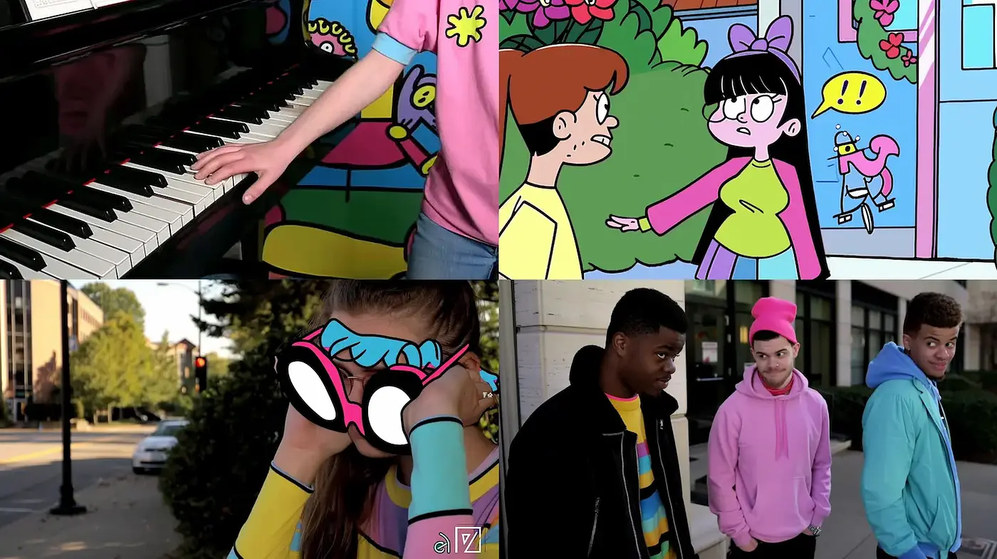 Eclectic Fusion of Cartoon Aesthetics and Urban Vibrance - Midjourney sref style