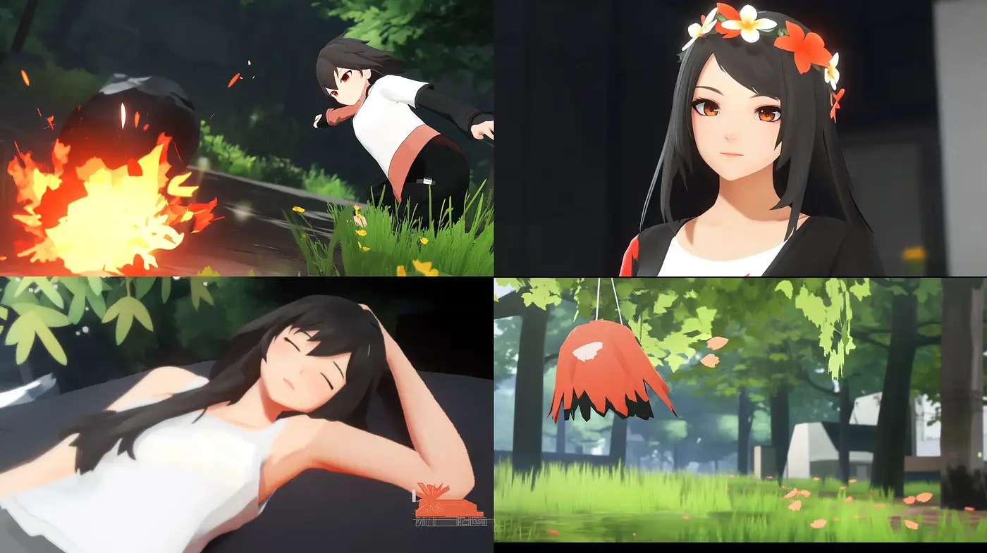 Serene Anime Essence with Natural Hues and Digitized Textures - Midjourney sref style