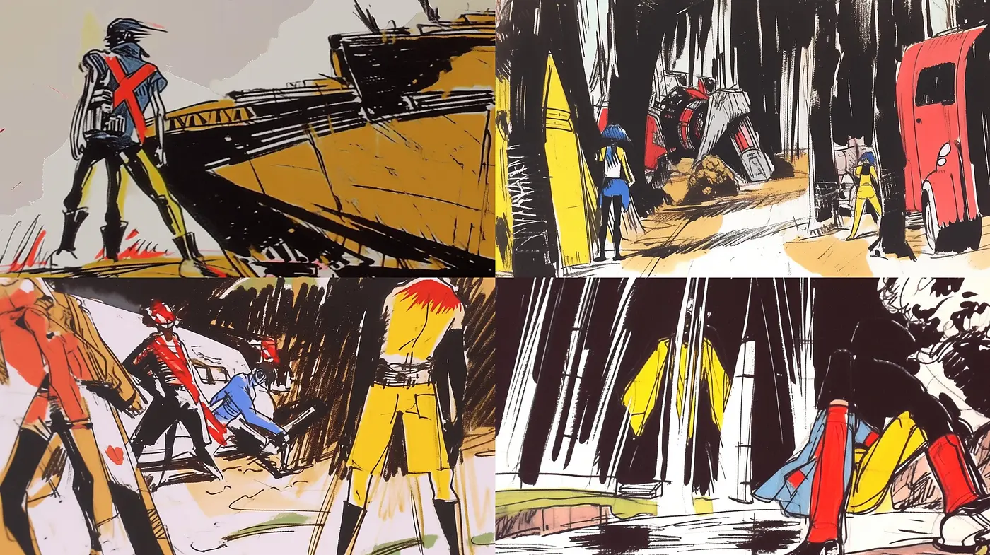 Expressionist Brushwork and Bold Contours in Conceptual Art - Midjourney sref style