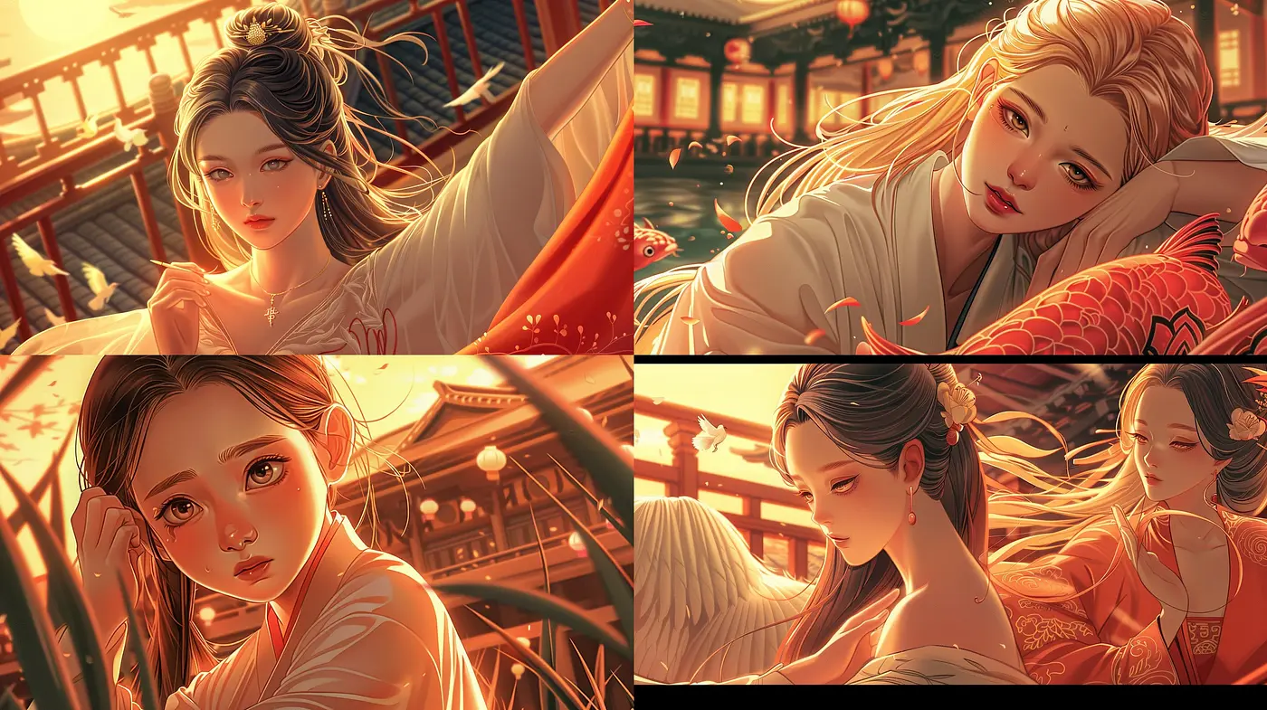 Harmonious Hues of Twilight: An Enchanting Fusion of Warmth and Elegance in Digital Art - Midjourney sref style