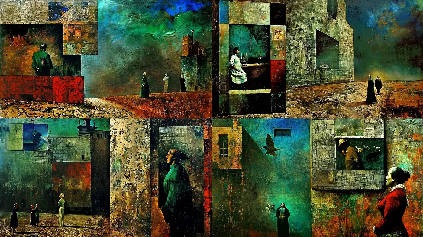Dreamlike Echoes of Surrealism in a Fragmented Reality Collage - Midjourney sref style
