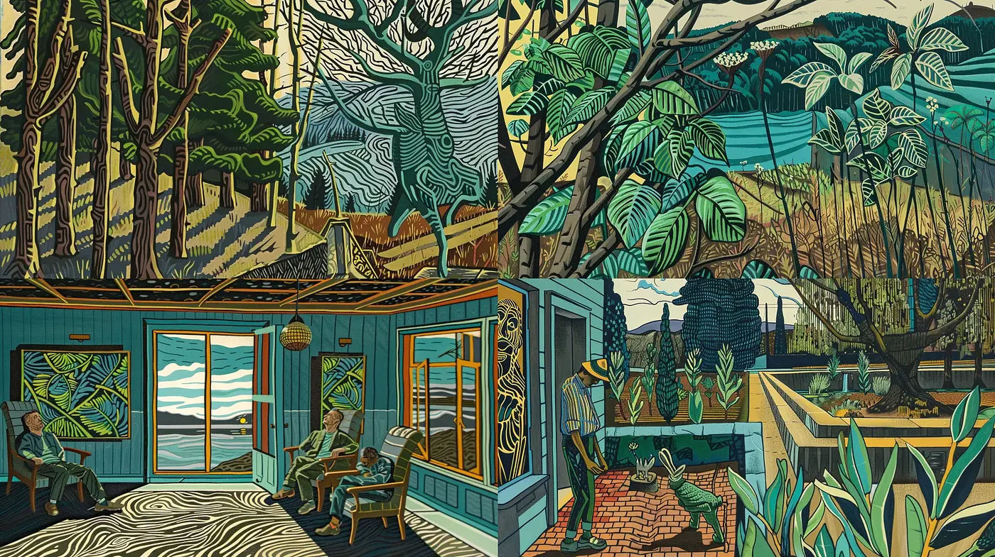 Artisanal Tapestry of Nature and Domesticity - Midjourney sref style