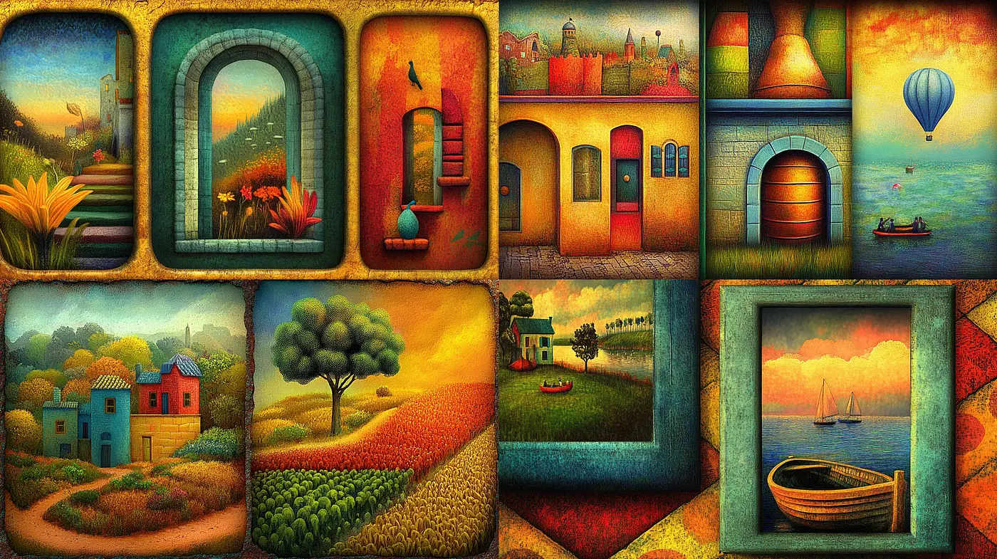 Enchanting Vistas of Stylized Landscapes in Rich Hues - Midjourney sref style