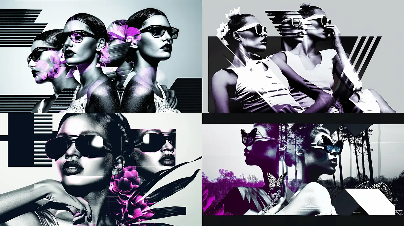 Monochromatic Opulence with Geometric Vibrancy - Midjourney sref style