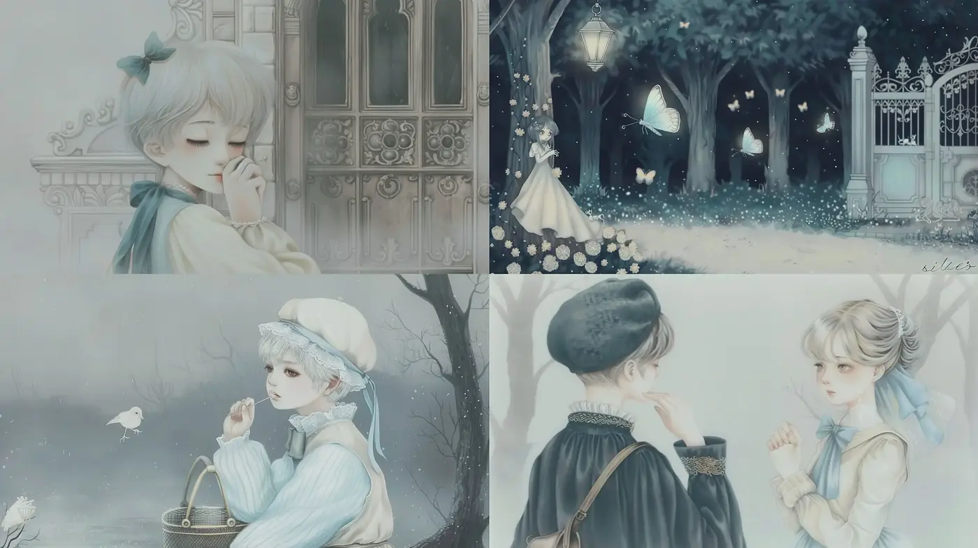 Ethereal Dreamscape Portraits in Monochromatic Pastels - Midjourney sref style
