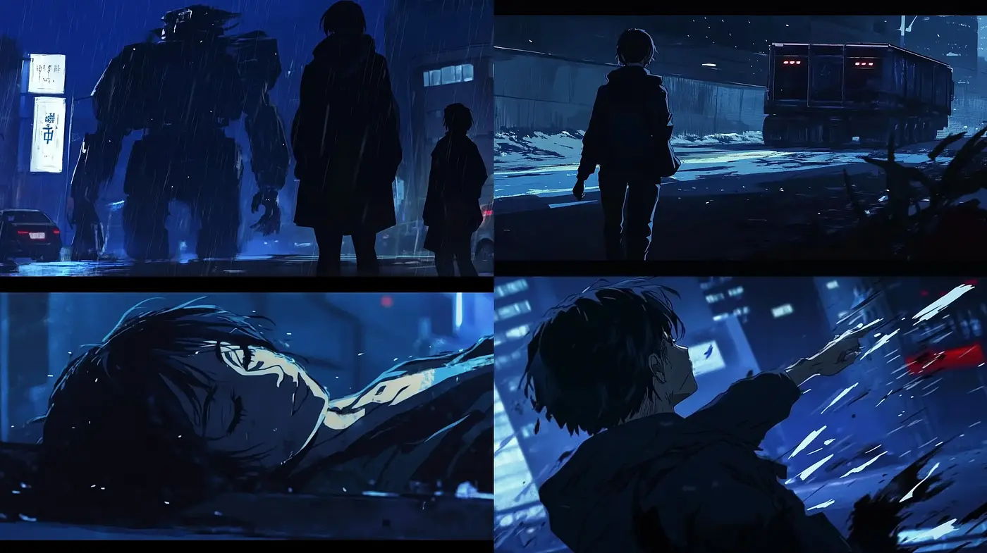 Moody Cyberpunk Dreamscape with a Painterly Anime Essence - Midjourney sref style