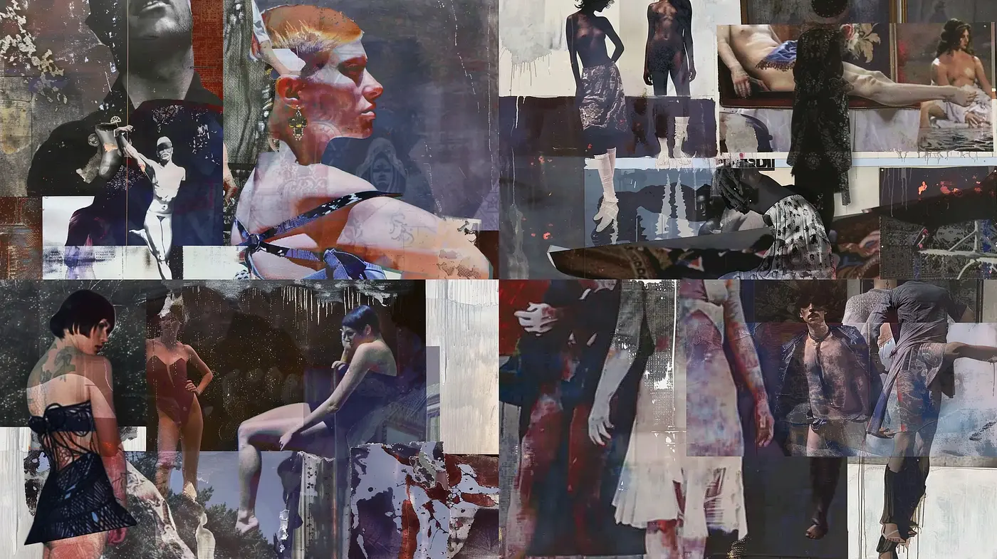 Fragmented Elegance: A Mosaic of Melancholy - Midjourney sref style