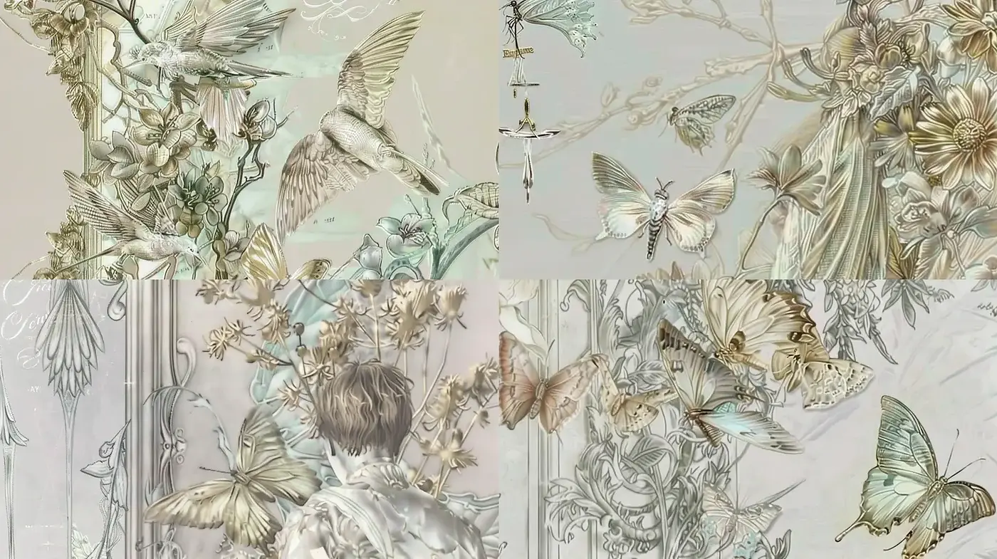 Ethereal and Delicate Nature-Inspired Illustrations with Antique Accents - Midjourney sref style