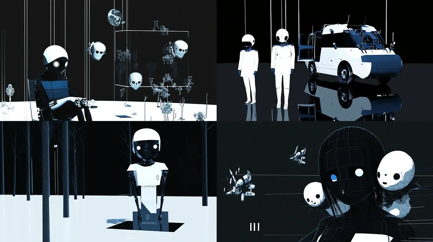 Monochromatic Futuristic Nocturne - Midjourney sref style