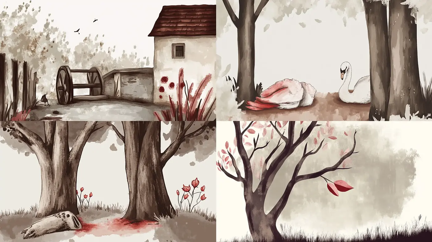 Whimsical Sepia-Toned Storybook Illustrations - Midjourney sref style