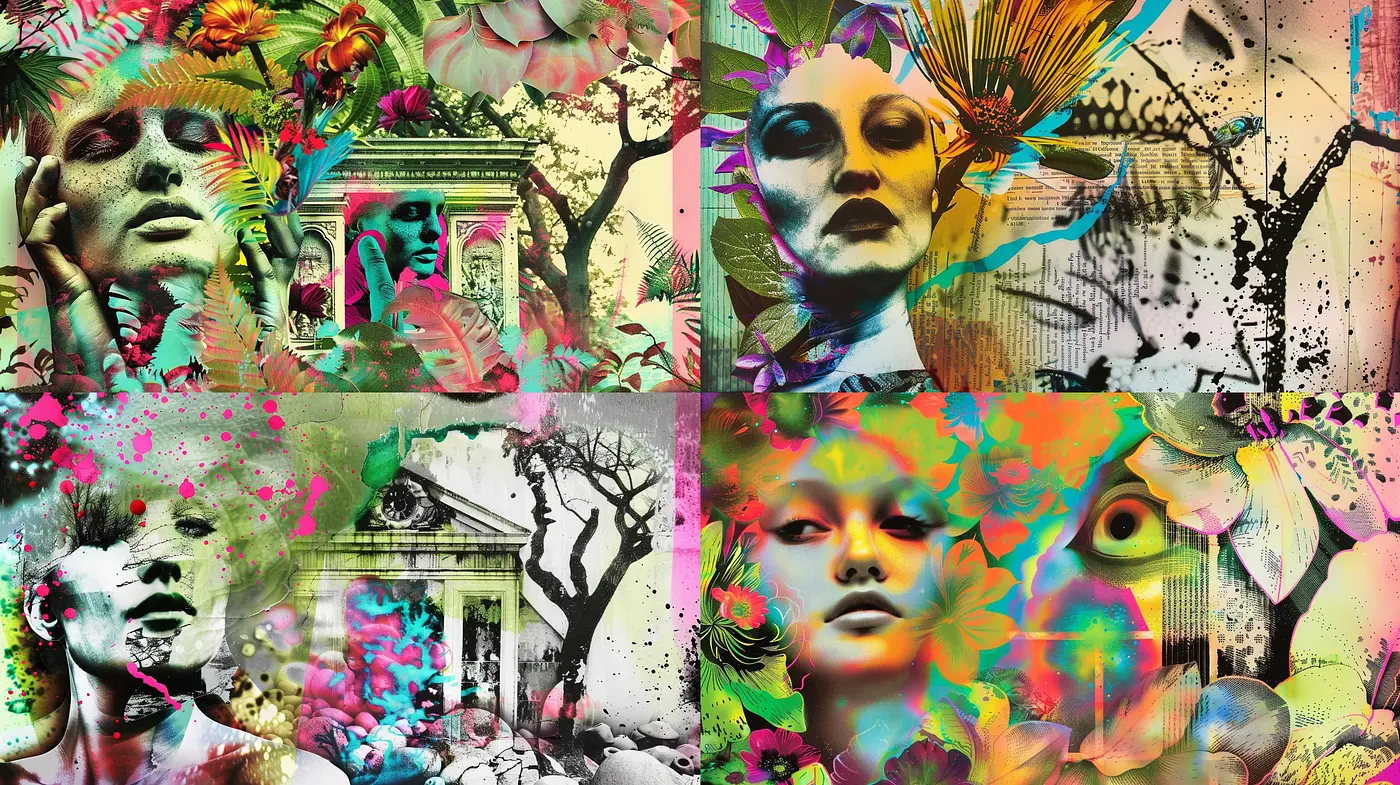 Psychedelic Botanical Dreamscape: A Fusion of Surrealism and Modern Graphic Pop Art - Midjourney sref style