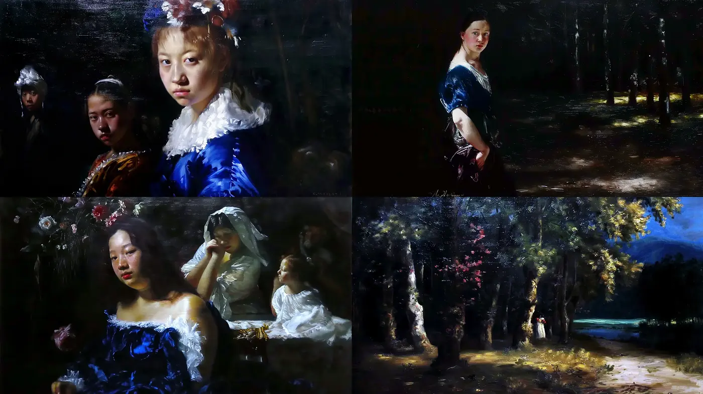 Baroque Reverie: A Homage to Classical Oil Painting Techniques and Chiaroscuro - Midjourney sref style