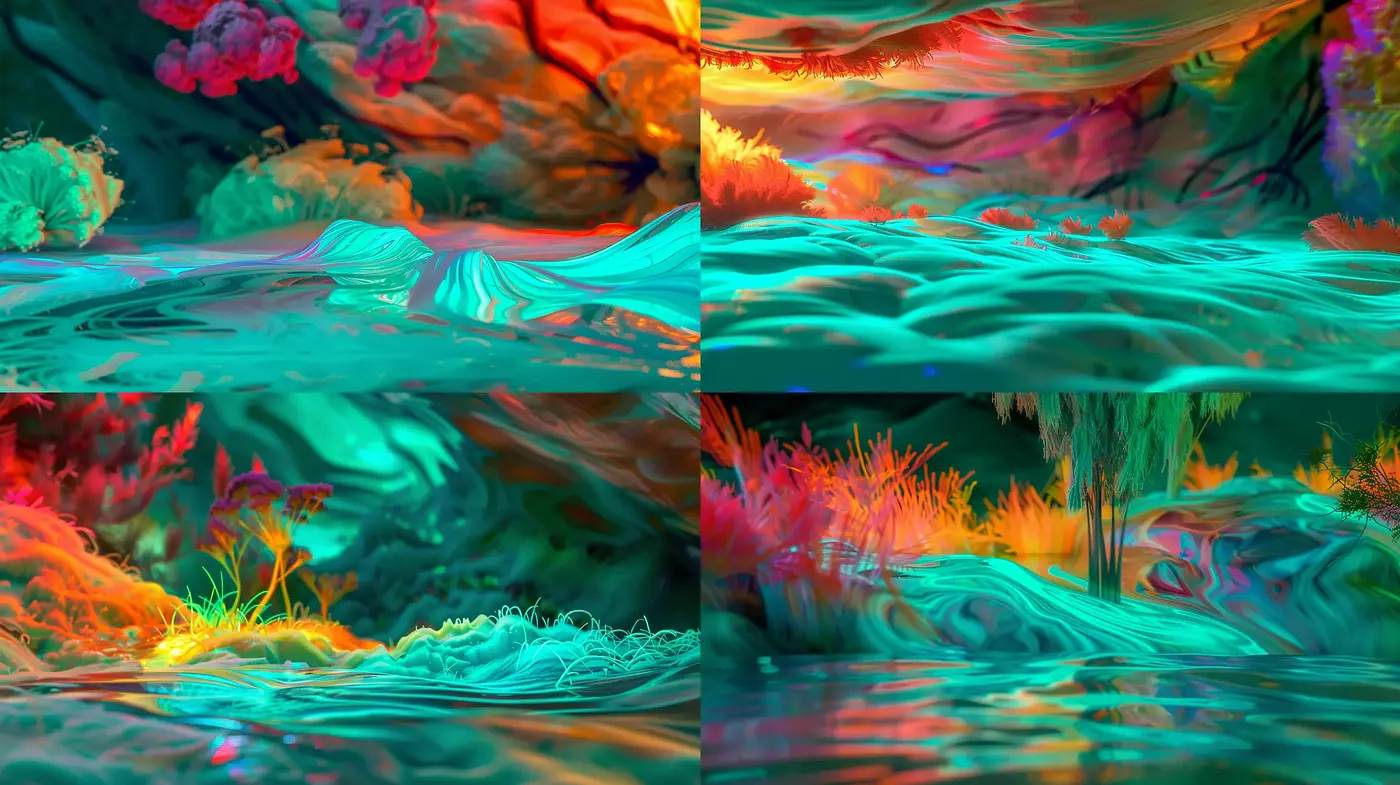 Luminous Dreamscape: A Fantasia of Neon Nature - Midjourney sref style