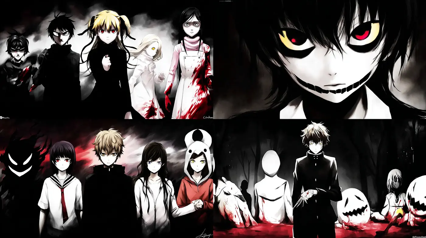 Dark and Eerie Anime-Inspired Artwork with Character Depth and Emotional Tension - Midjourney sref style