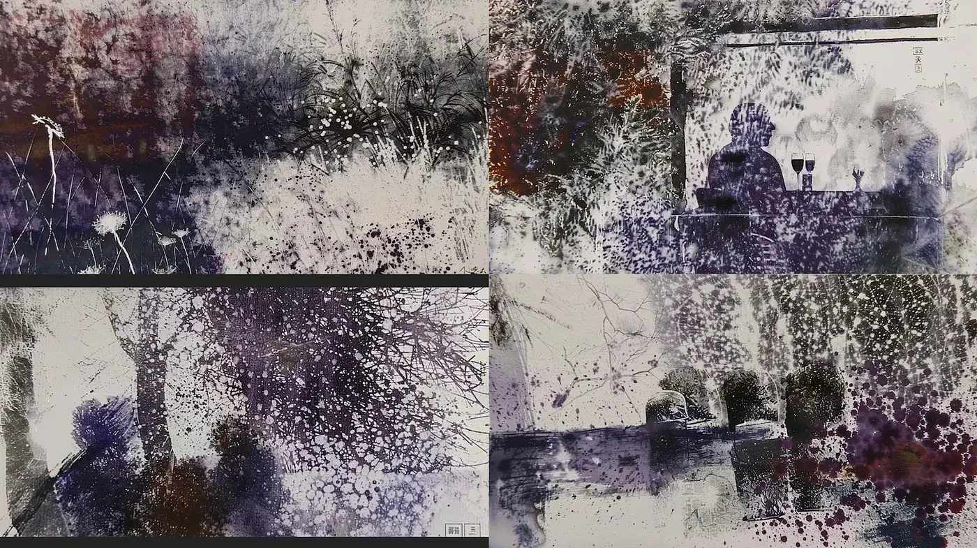 Ethereal Watercolor Dreamscape with Abstract Elements - Midjourney sref style